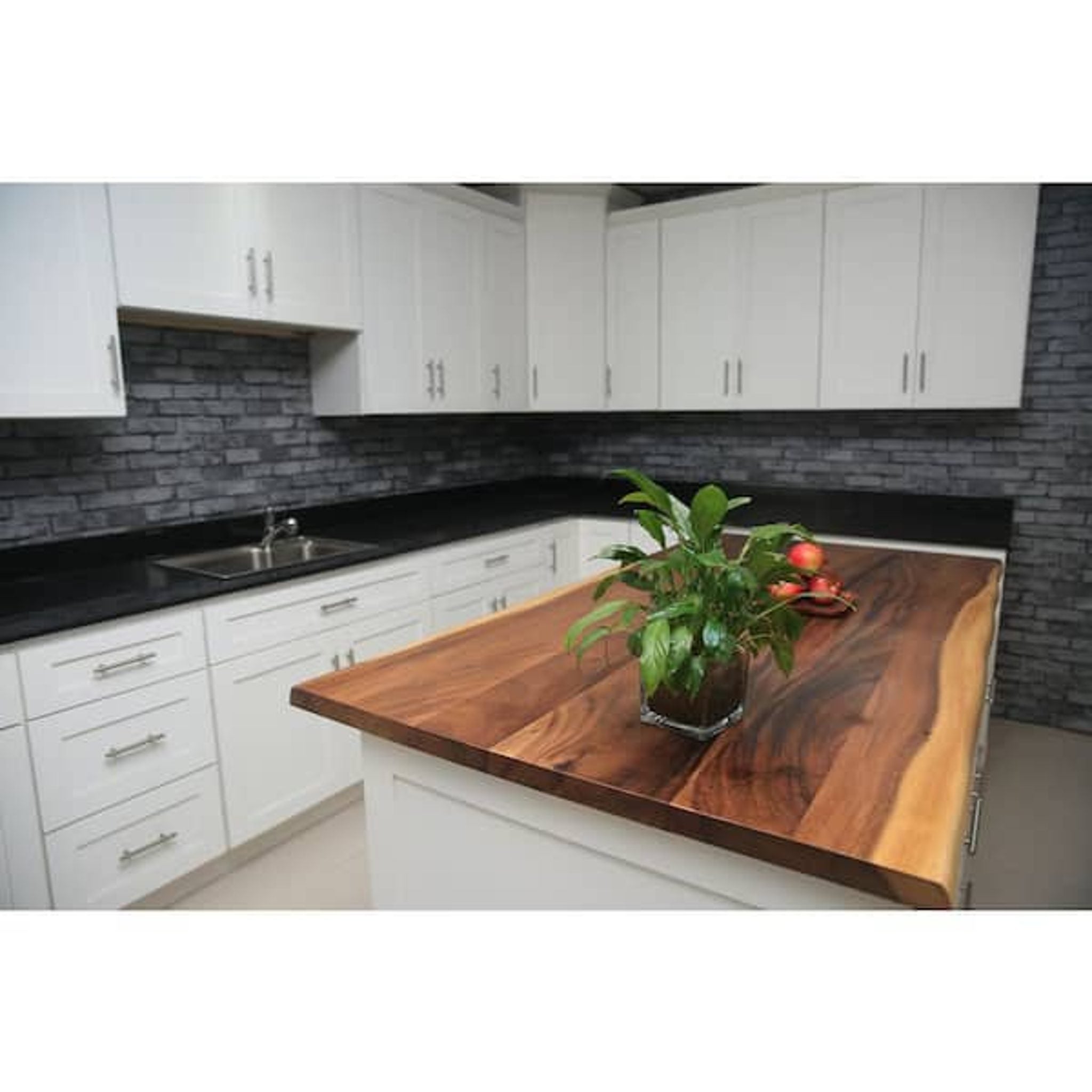 Hampton Bay 4 ft. Saman Wood Butcher Block Countertop, Live Edge