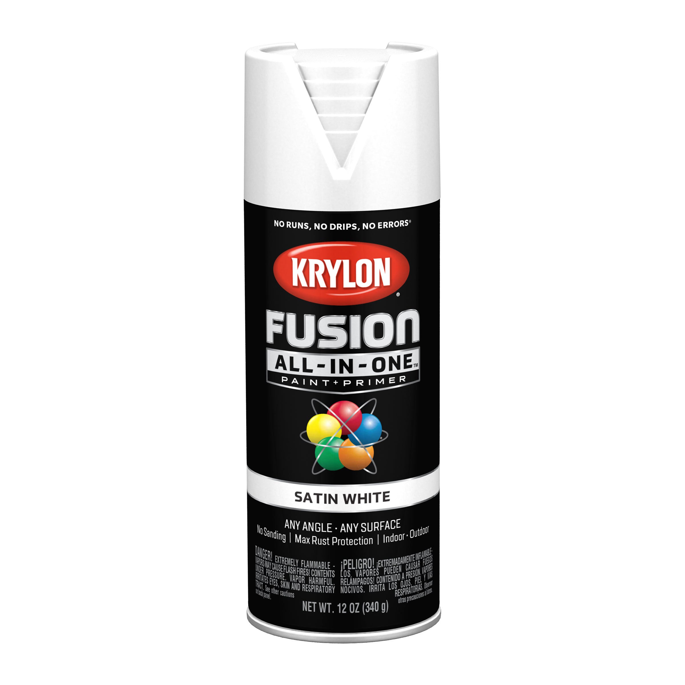 Krylon Fusion AllInOne Satin White Spray Paint, 12 Oz