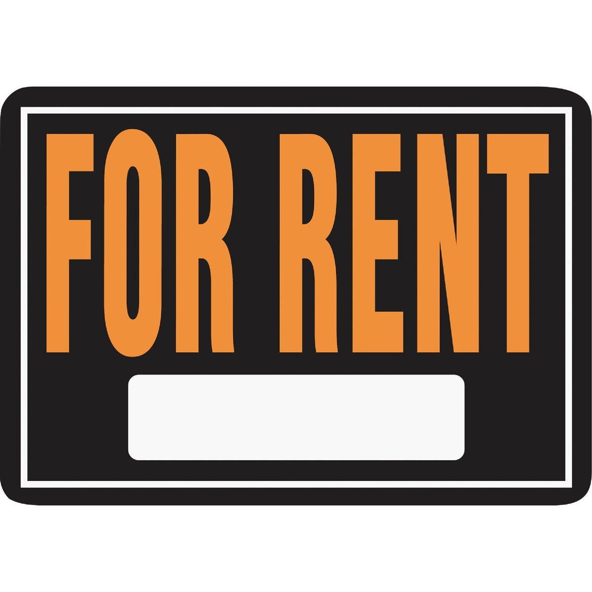 Hy-Ko For Rent Metal Sign, Hy-Glo Orange & Black, 10" X 14"