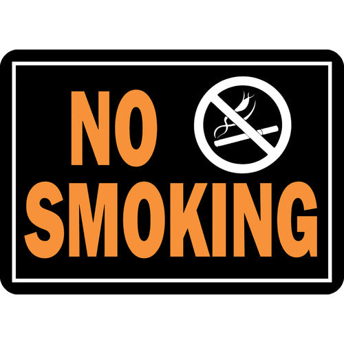 HY-KO No Smoking Sign, Rectangular, Fluorescent Orange and Black