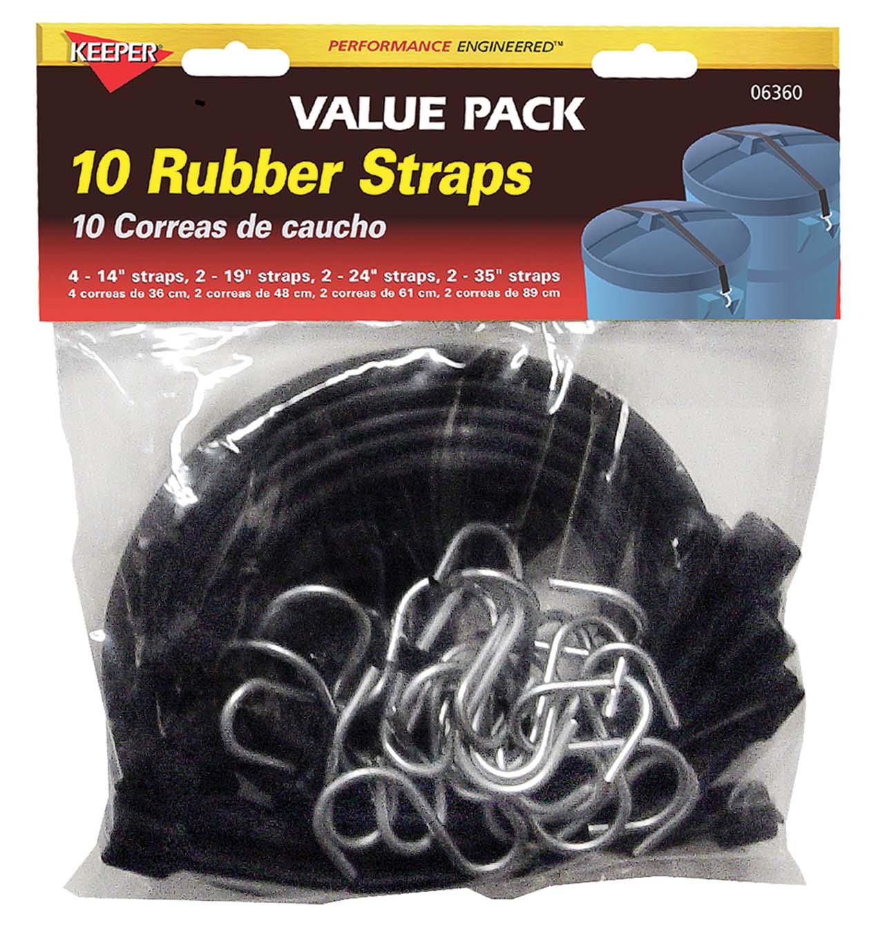 KEEPER Bungee Cord Assortment 14" EPDM S-Hook End