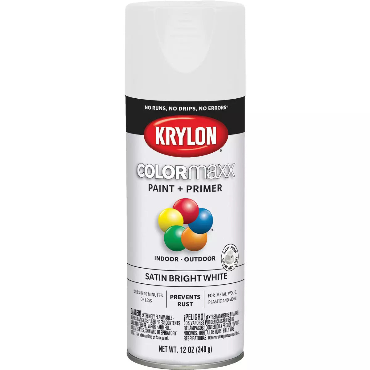 DUPLI-COLOR Colormaxx Spray Paint and Primer, Satin Bright White 12 Oz can Krylon