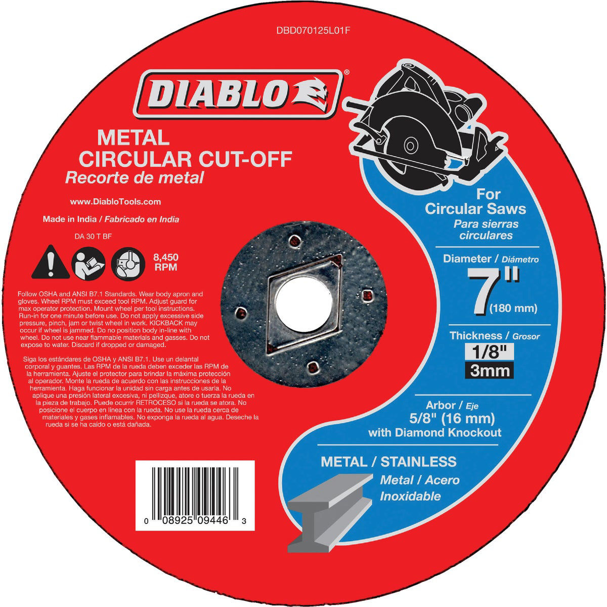 Diablo 7 in Metal Circular Cut-Off Disc 5/8 in