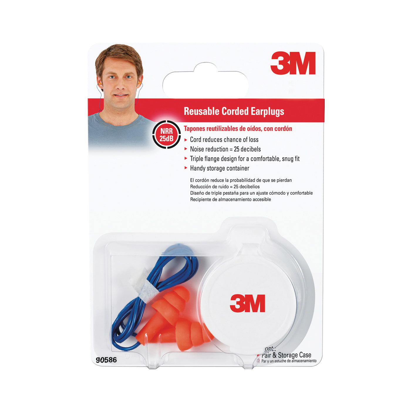 3M PVC Earplugs 25 DB Blue/Orange Size 3