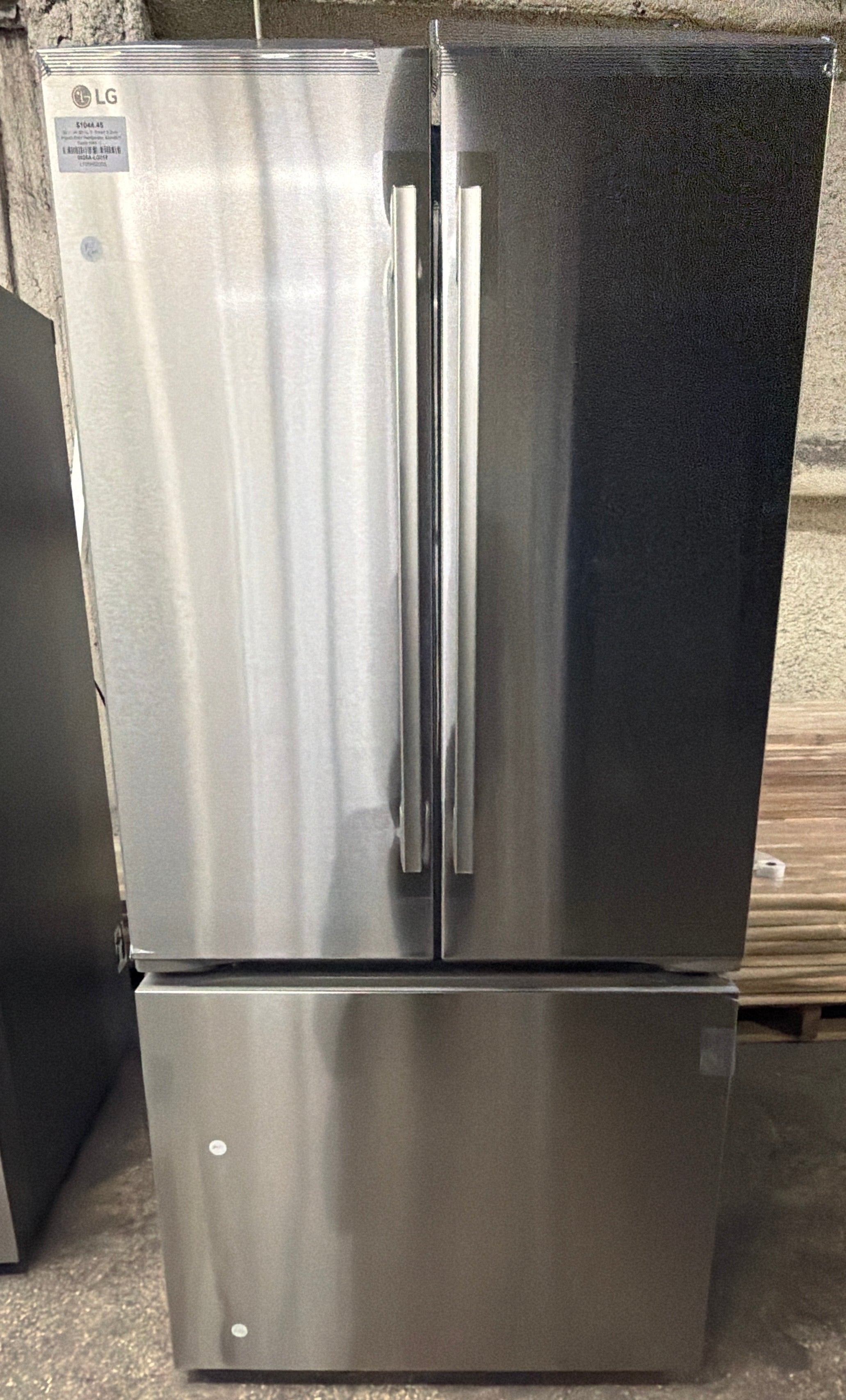 33 in. W. 25 cu. ft. Smart 3-Door French Door Refrigerator Standard Depth MAX in PrintProof Stainless Steel