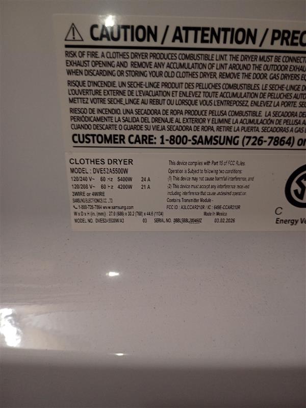 7.4 cu. ft. Vented Smart Electric Dryer in White with Steam Sanitize+