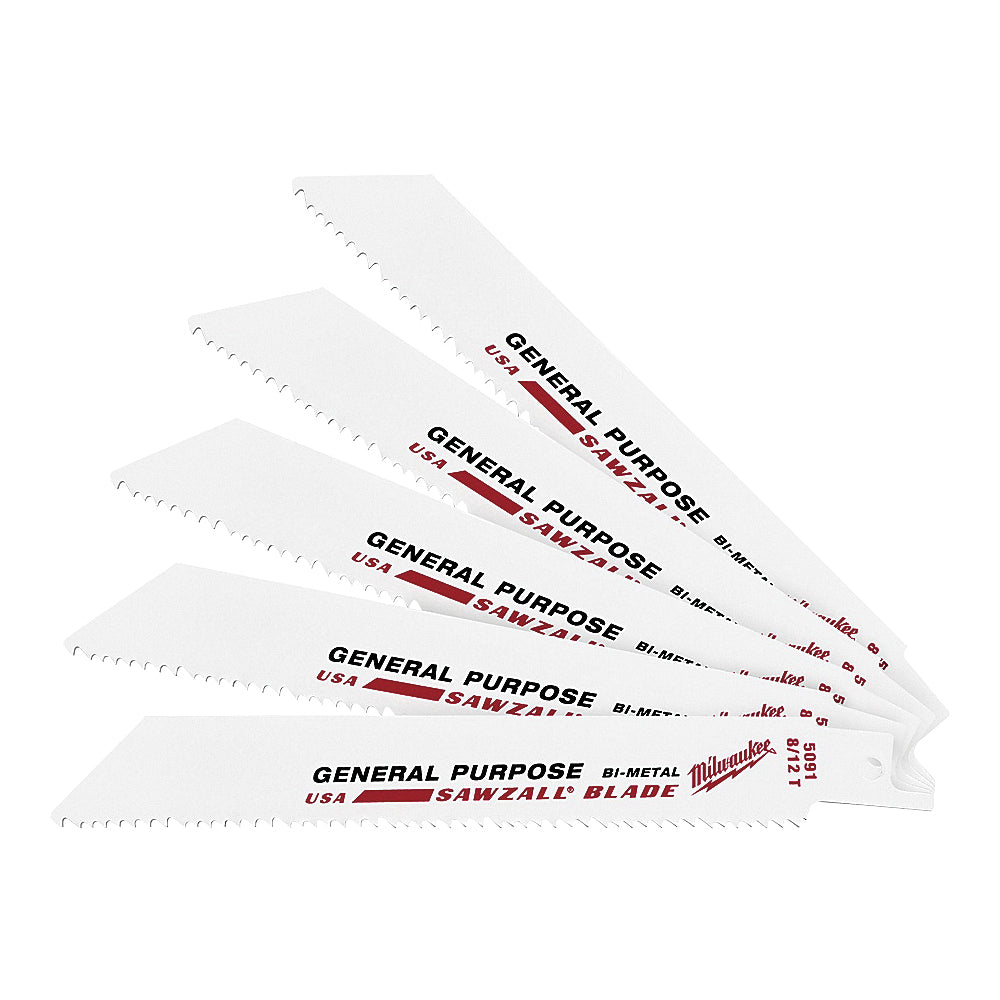 Milwaukee Tool Sawzall Blades 6-12 TPI, 1ct Pack of 5
