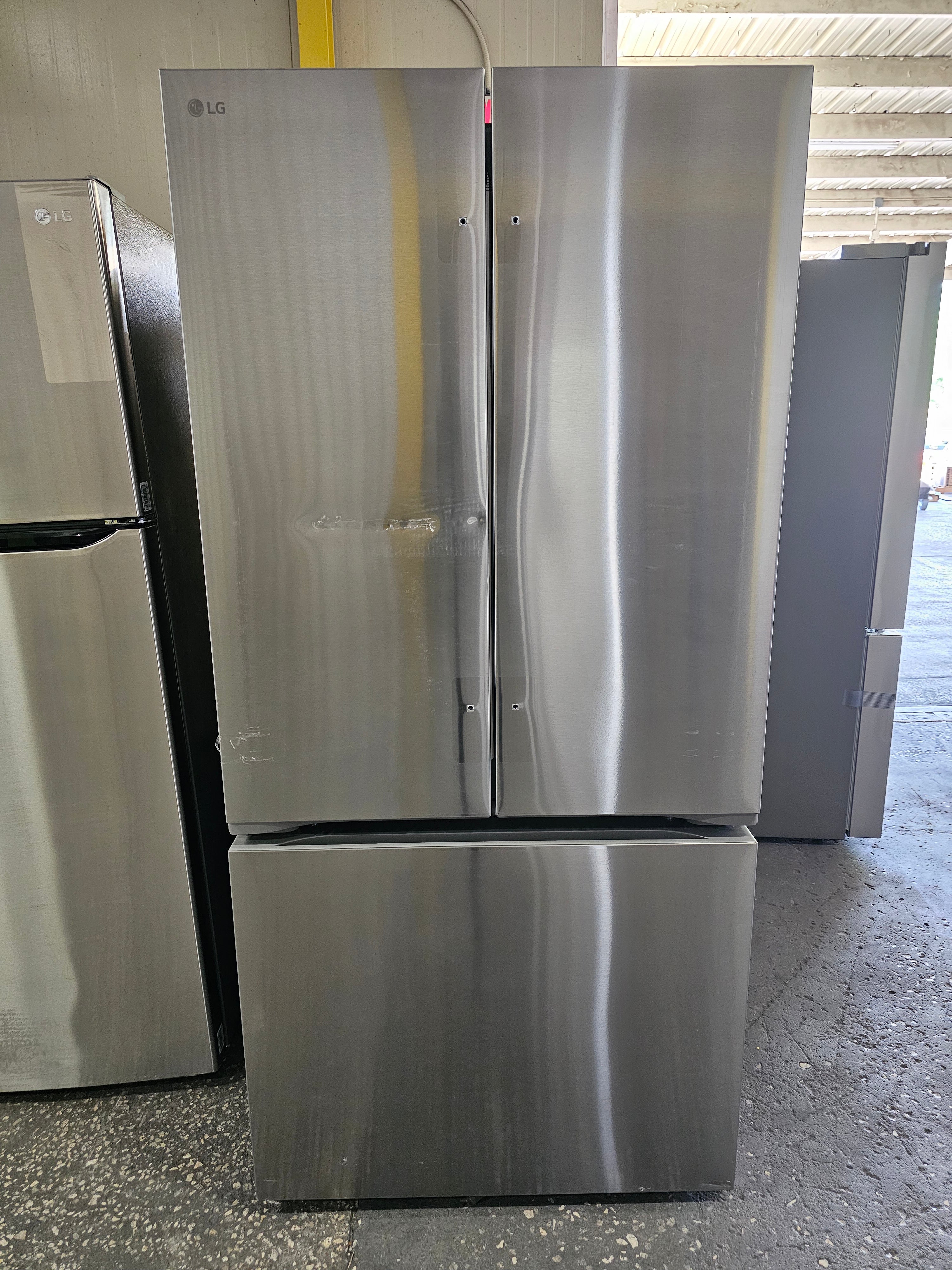 LG Standard Depth MAX 25.1 Cu. Ft. French Door Smart Refrigerator with Hybrid Handle Stainless Steel