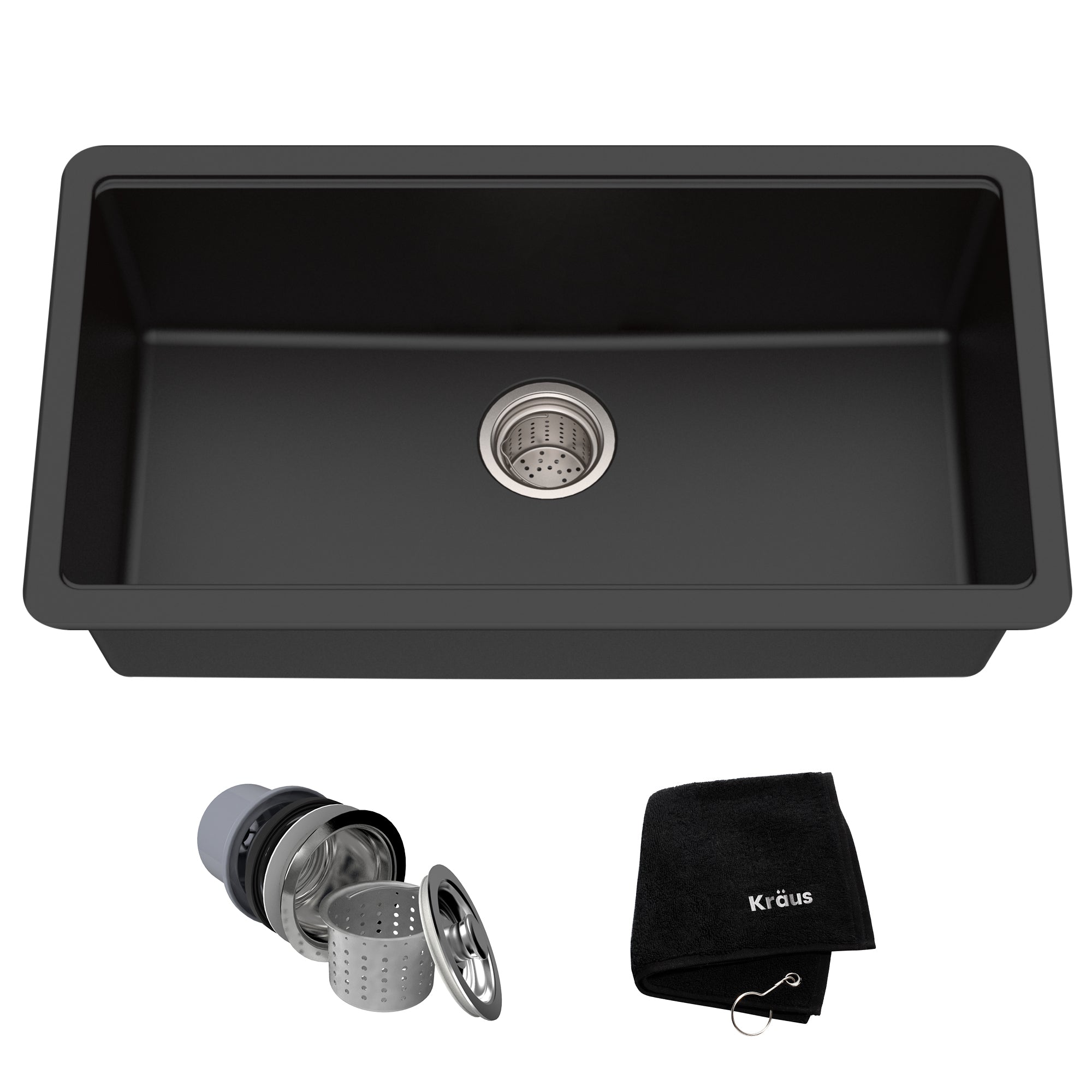 Kraus KGU-413 Quarza 31" Undermount Granite Kitchen Sink Black