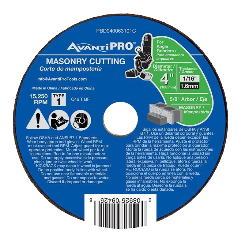 Avanti Pro 4 in. Aluminum Oxide Masonry Cut-Off Disc