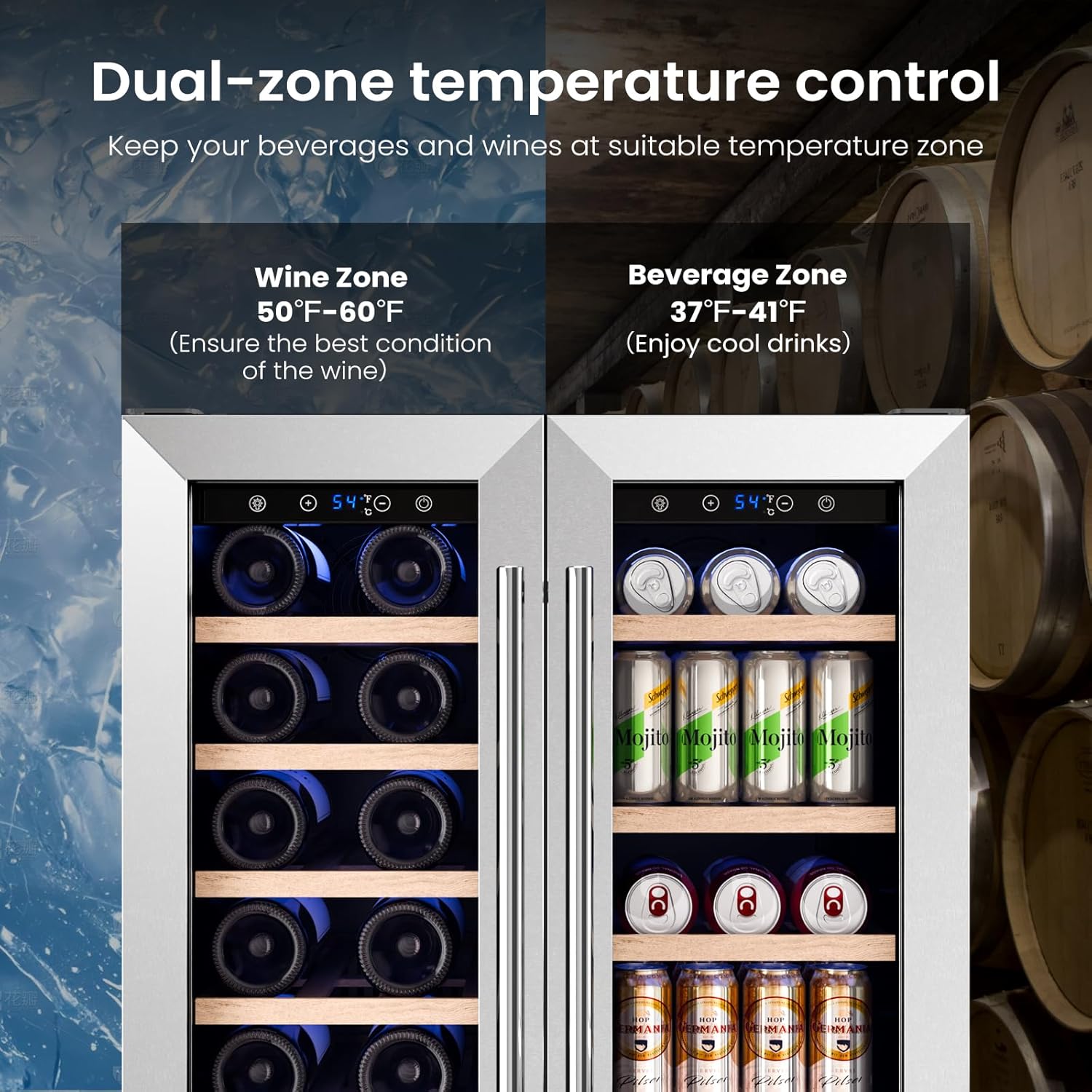 24 Inch Dual Zone Wine Fridges Cooler Beverage Refrigerator