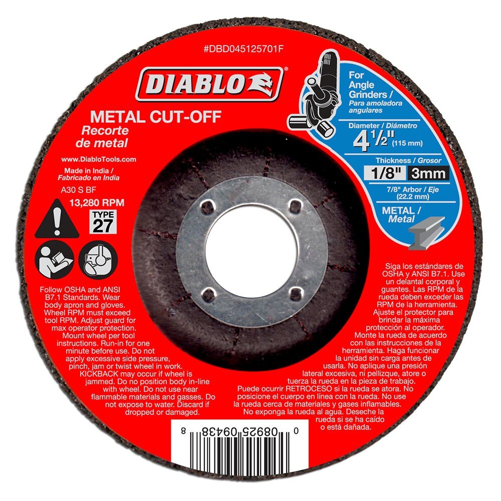 Diablo 4-1/2 in. Metal Cut-Off Disc, Aluminum Oxide