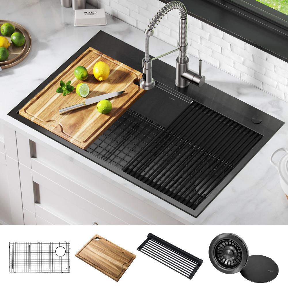 Kraus Kore 33" Stainless Steel Kitchen Sink with Accessories