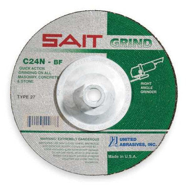UNITED ABRASIVES/SAIT 7" Grinding Wheel 24 Grit, Type 27
