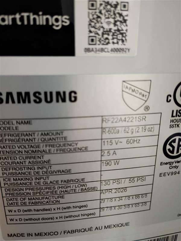 22 cu. ft. Smart 3-Door French SAMSUNG Door Refrigerator with External Water Dispenser in Fingerprint Resistant Stainless Steel