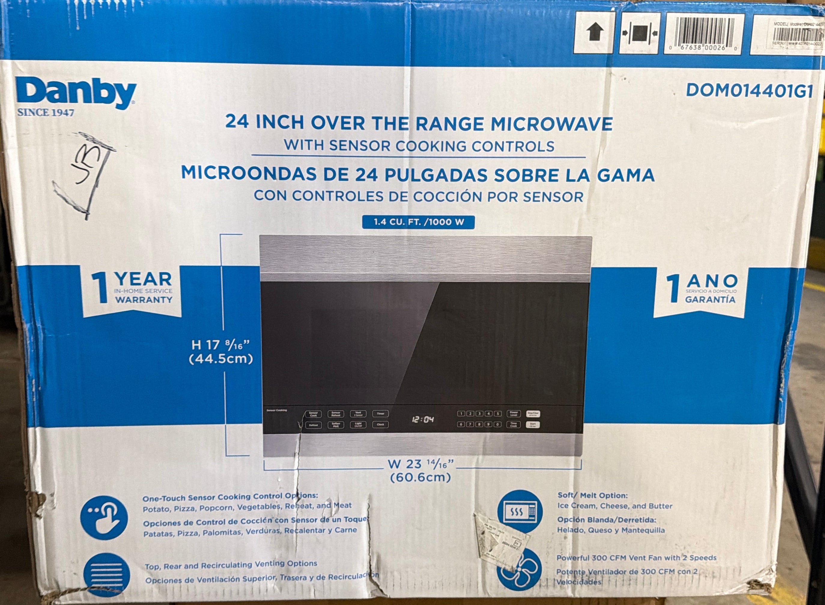 24 Inch Over-The-Range Microwave Oven with 1.4 cu. ft. Capacity