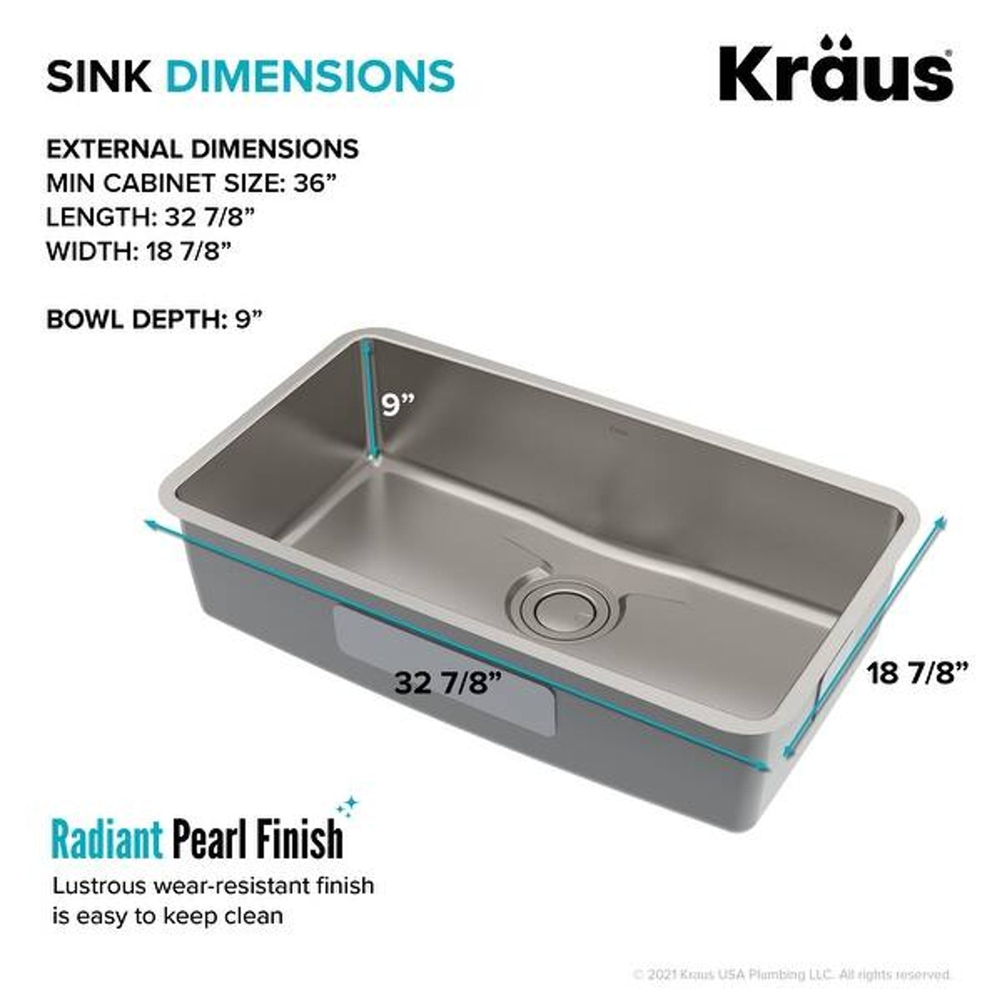 Kraus KD1US33 33" Stainless Steel Kitchen Sink