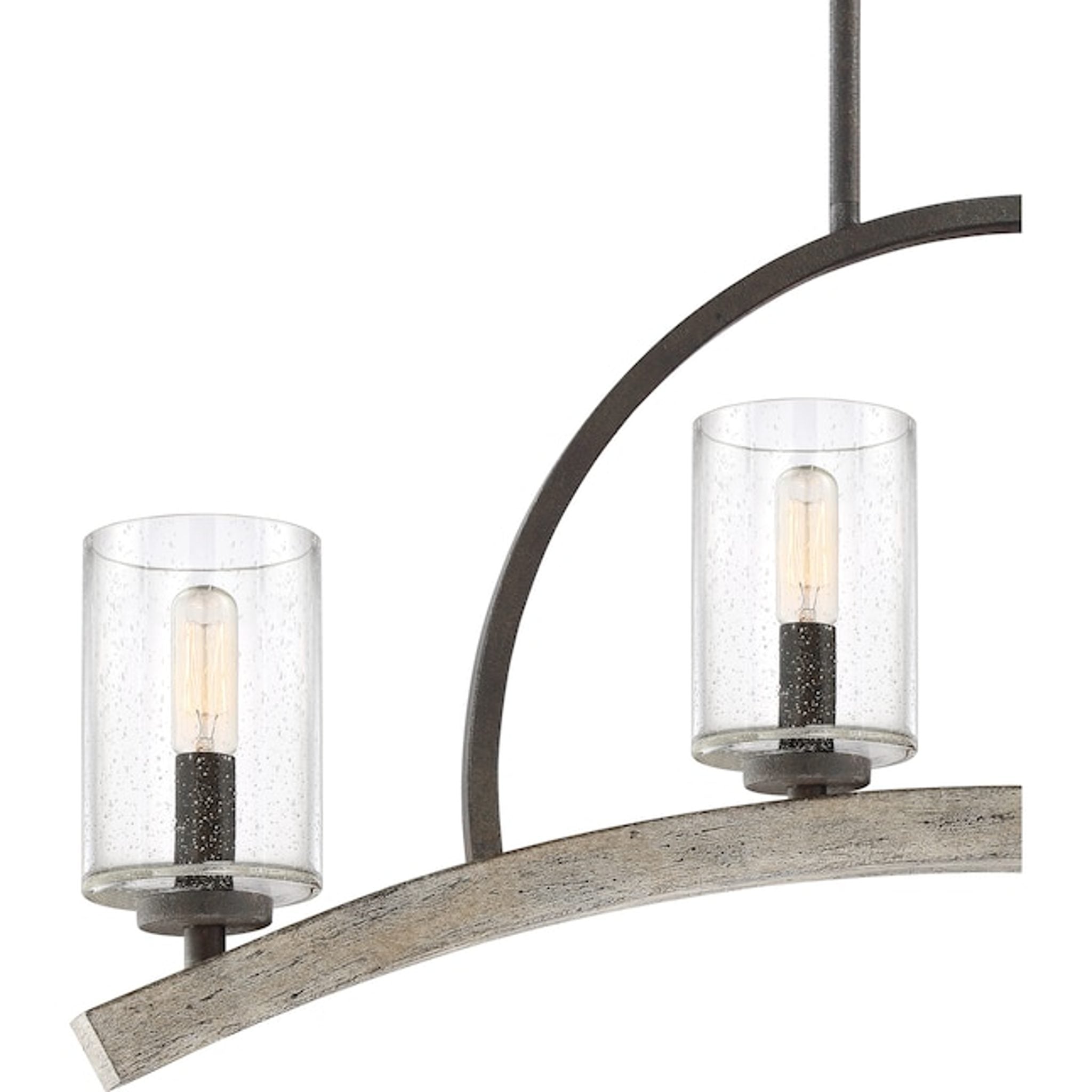 Quoizel Arley 4-Light Rustic Black & Faux Weathered Wood Linear Chandelier