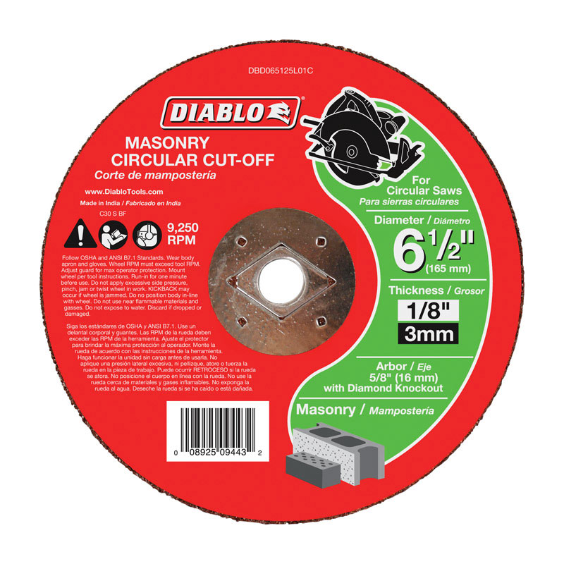 Diablo 6-1/2 in. Masonry Circular Cut-Off Disc, Silicon Carbide