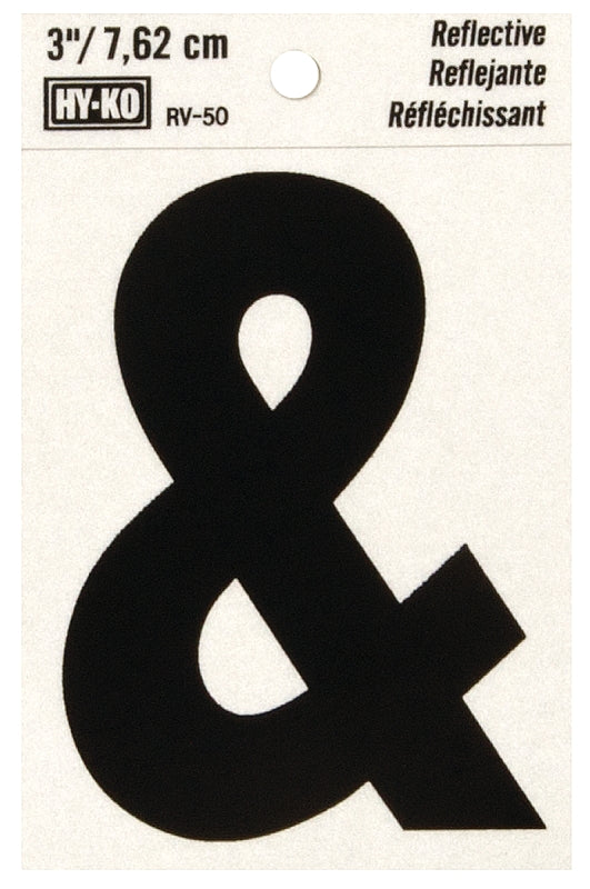 Hy-Ko Reflective Adhesive 3" Vinyl Ampersand Symbol Black