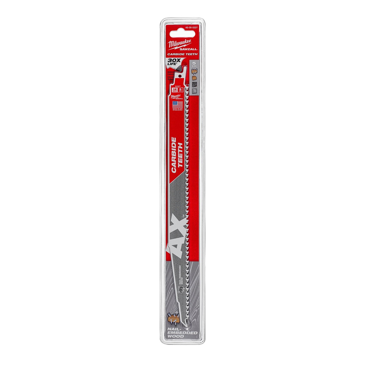 Milwaukee 12" SAWZALL Blade 5T Carbide Teeth for Boats