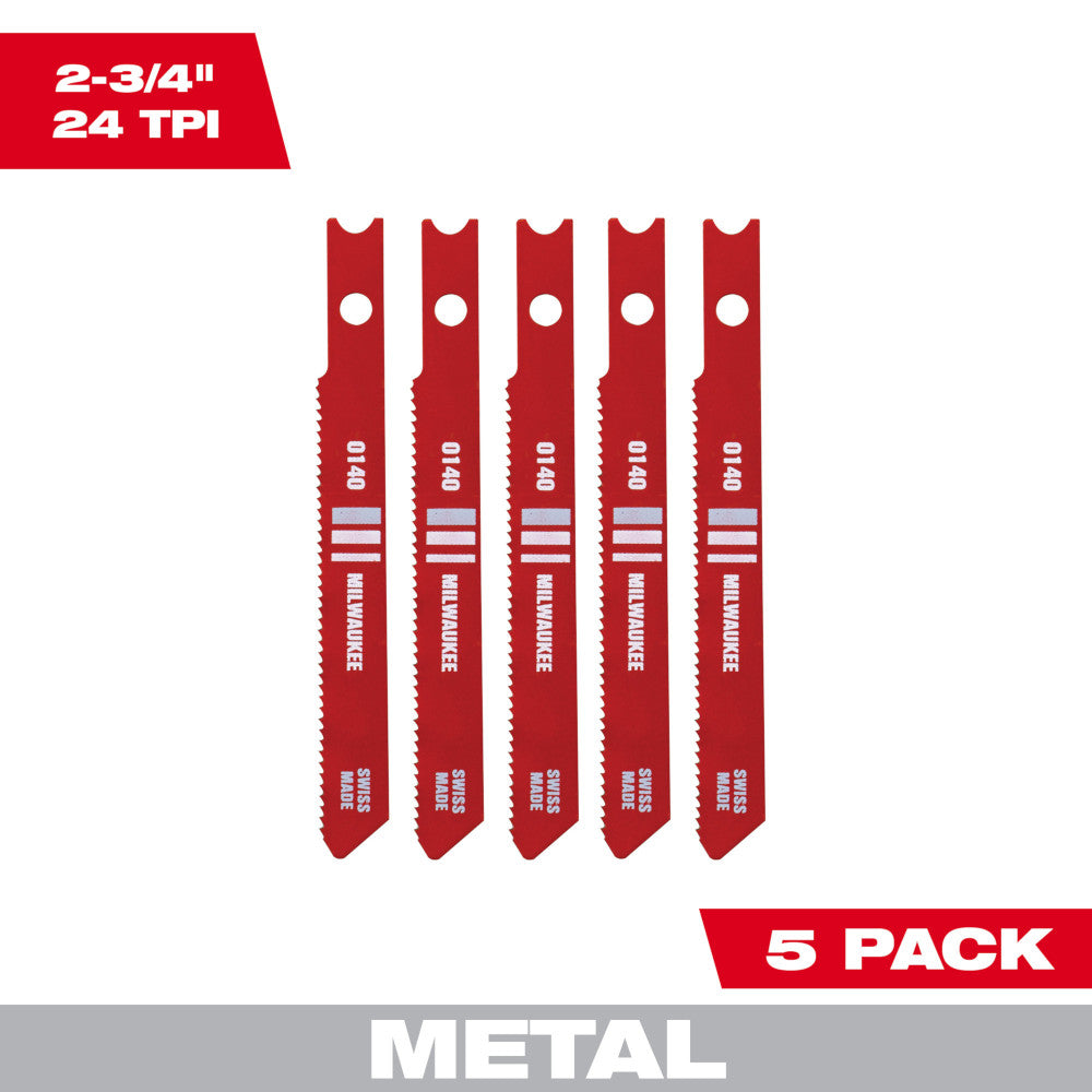 Milwaukee 24TPI U-Shank Jig Saw Blades, 5 Pack