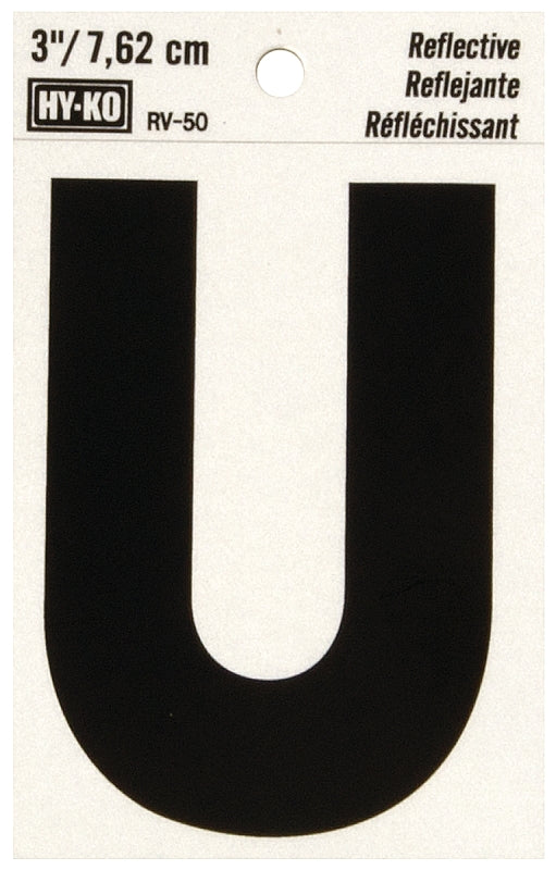 Hy-Ko Reflective Vinyl Adhesive Address Letter U, 3 Inch