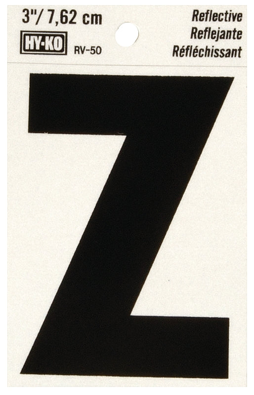 Hy-Ko Reflective Adhesive House Address Letter Z, 3-In Black/Silver