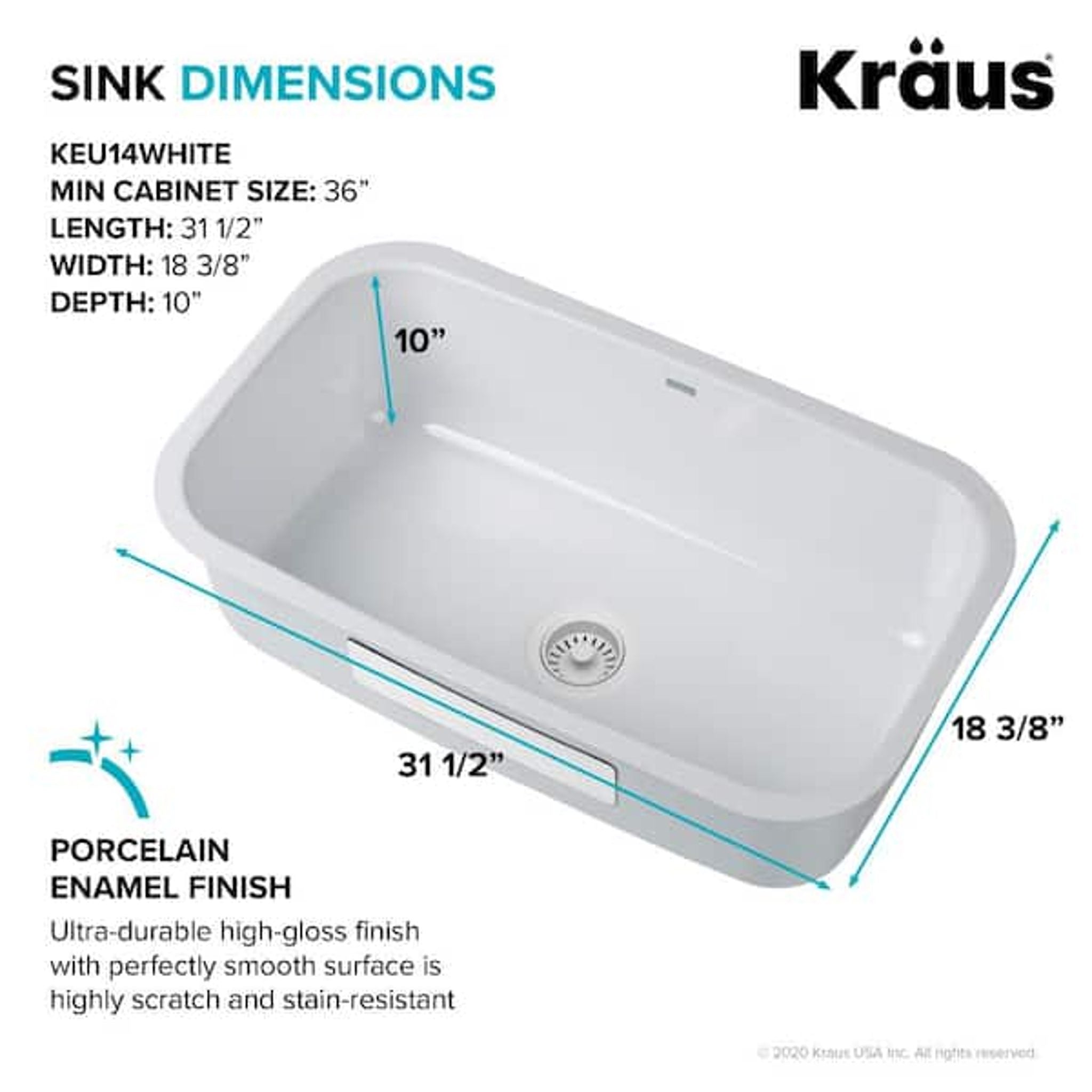 Kraus KEU14 Pintura 31-1/2" Undermount Kitchen Sink White