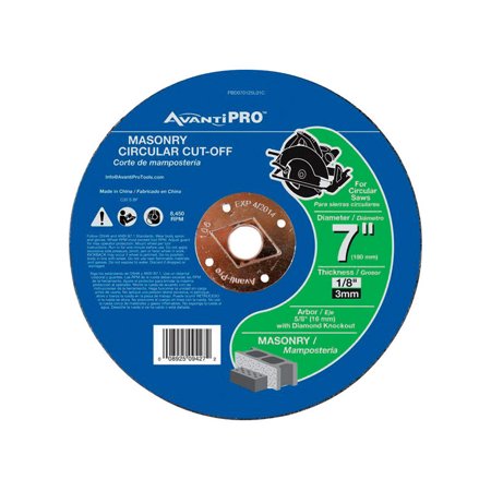 Avanti Pro 7 in. Masonry Cut-Off Disc, Aluminum Oxide