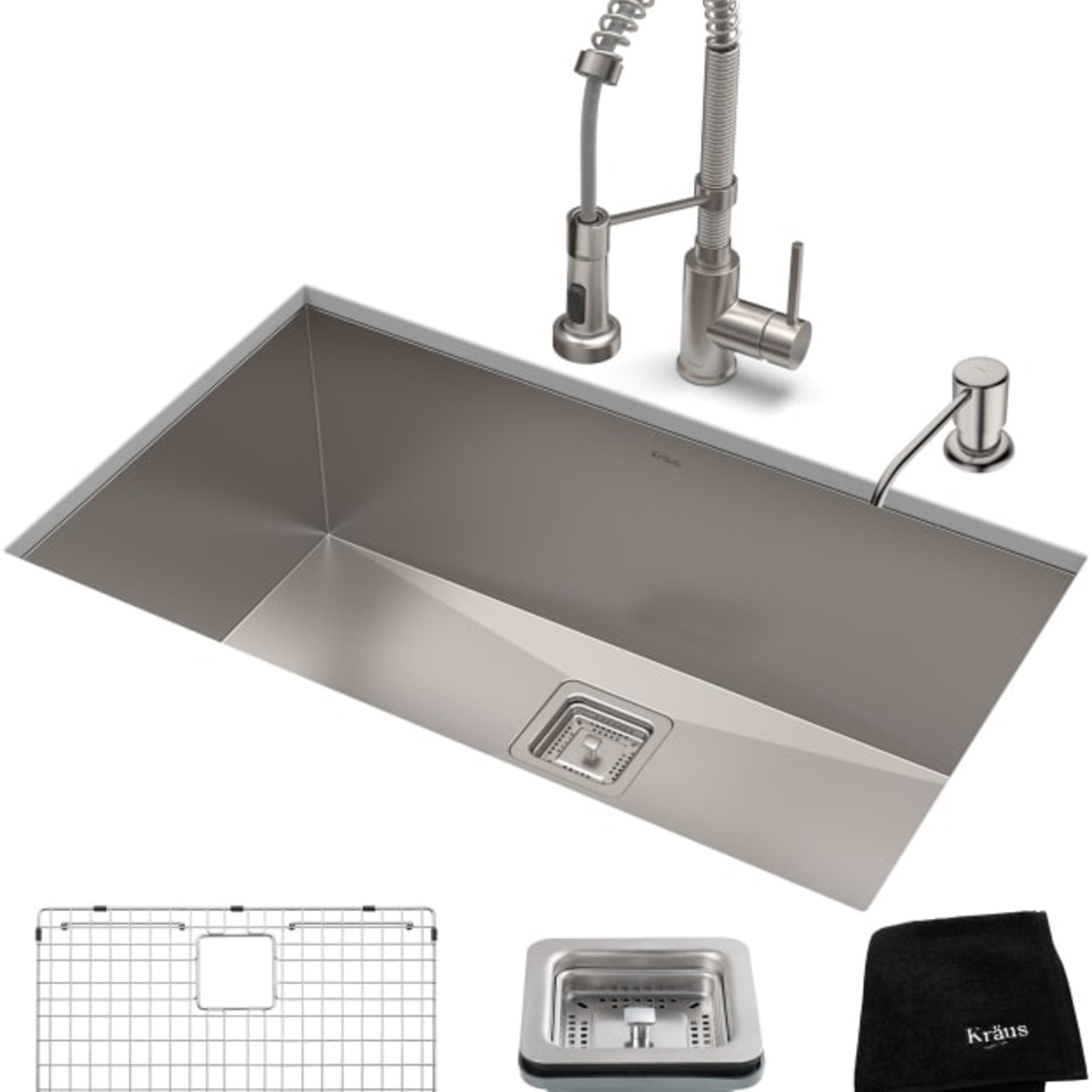 Kraus KHU32 Pax 31-1/2" Stainless Steel Kitchen Sink Single basin