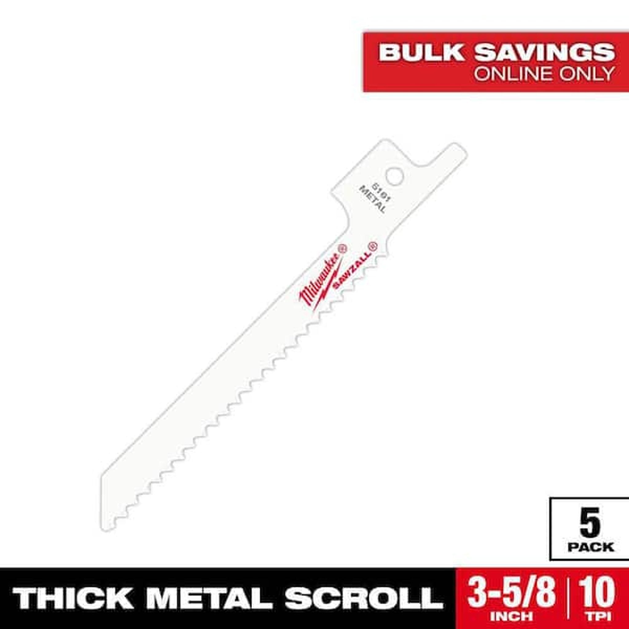 Milwaukee 3" Metal Cutting Jig Saw Blades, 5 Pack