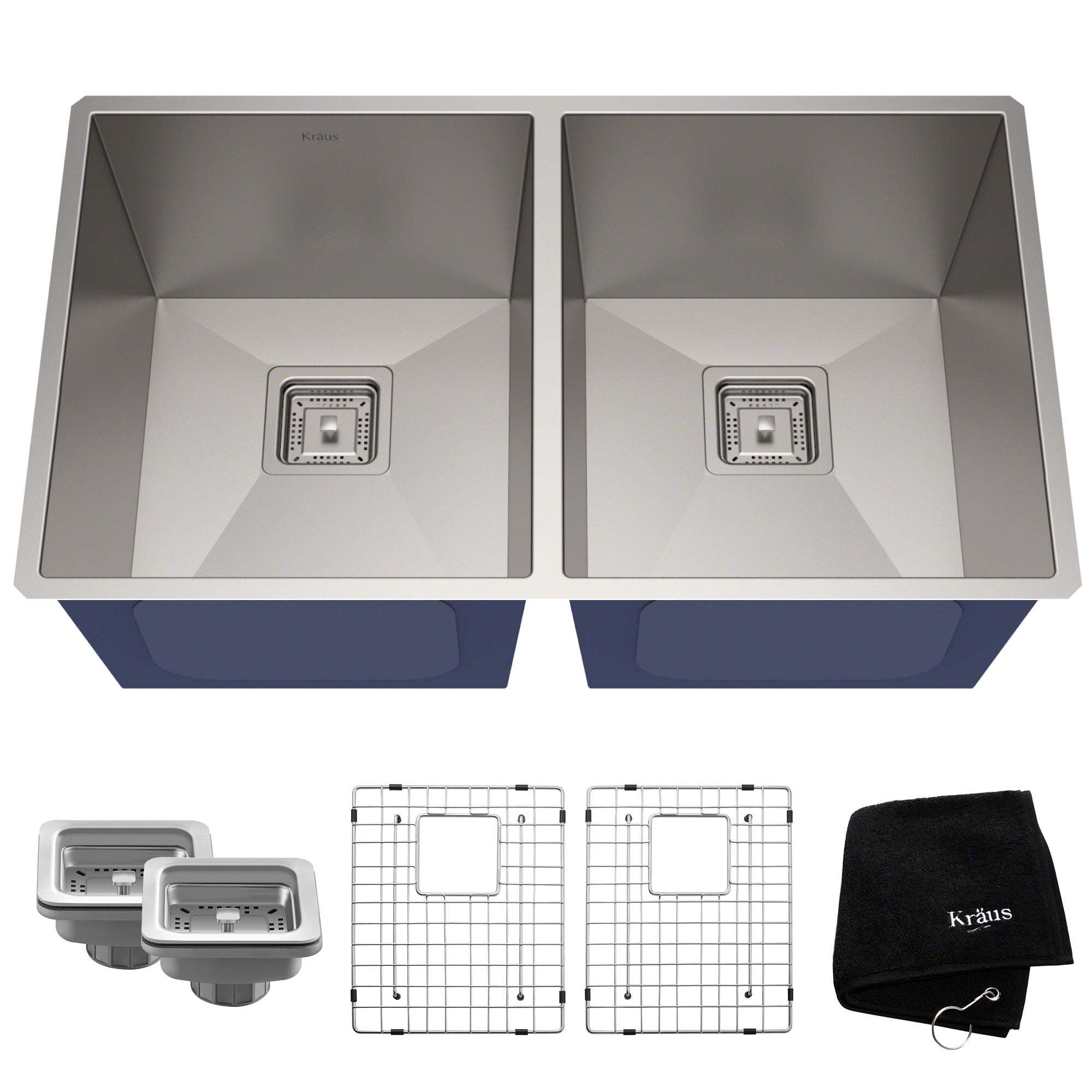Kraus Pax 31.5” Undermount Stainless Steel Sink KHU322 Double basin