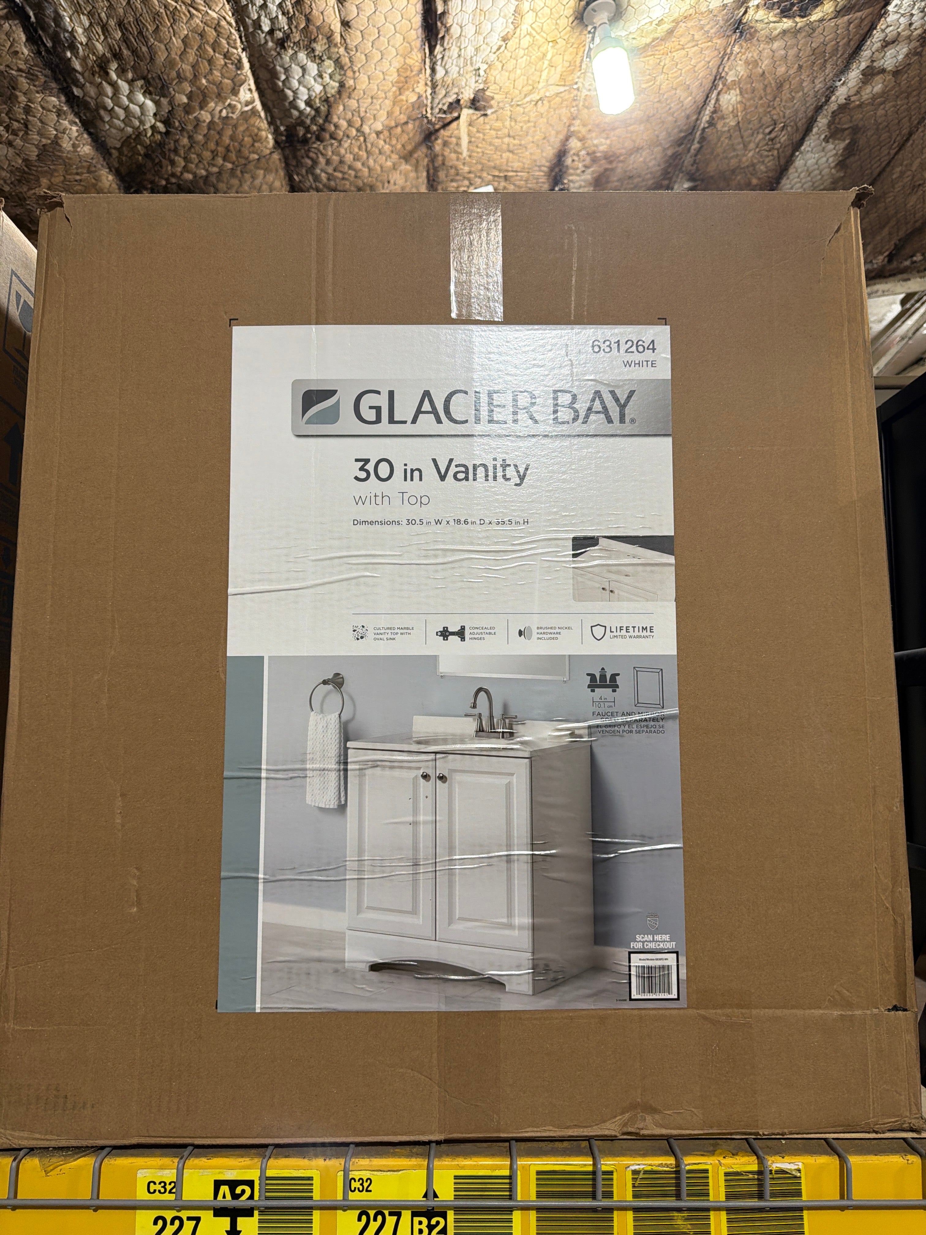 Glacier Bay 30-Inch White Single Sink Bathroom Vanity with Cultured Marble Top