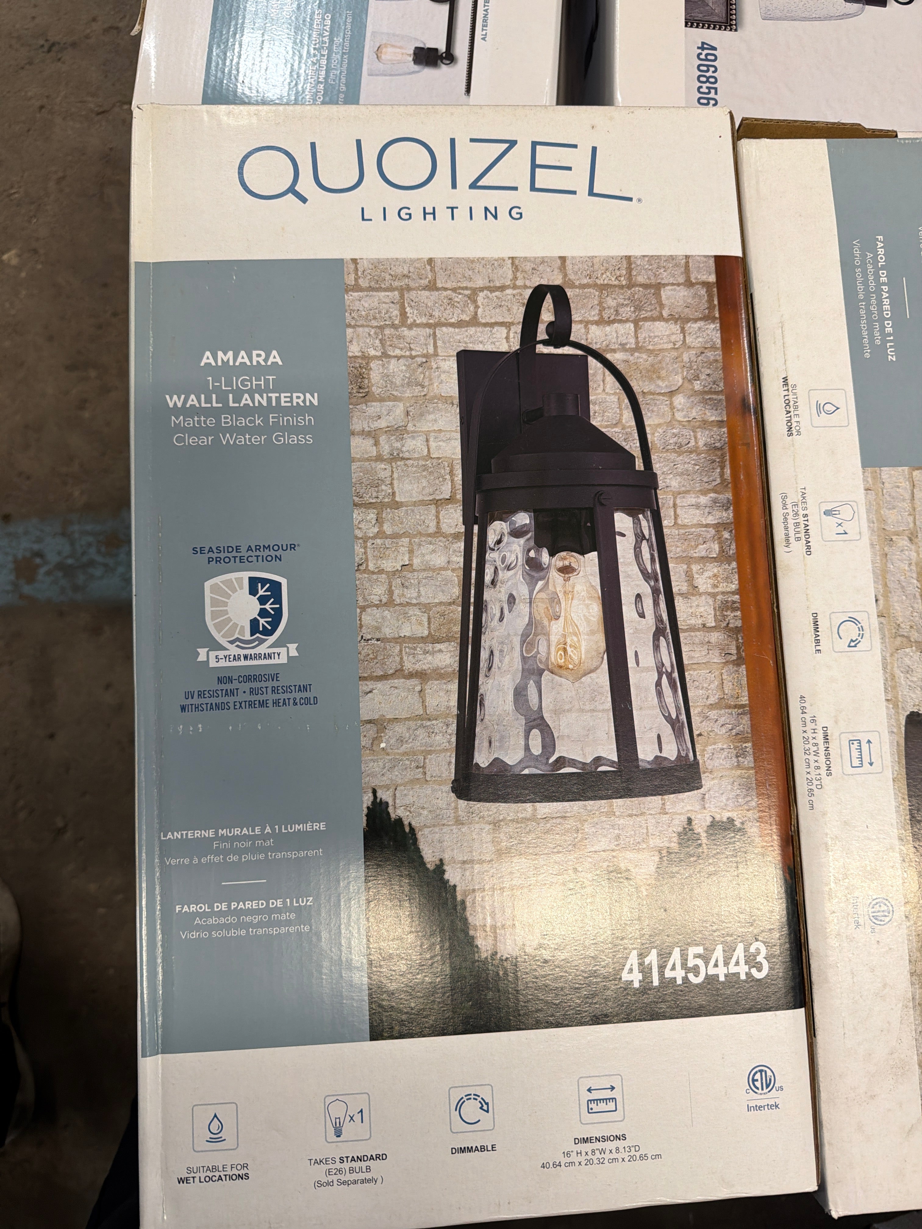 Quoizel Amara 16-Inch Matte Black Outdoor Post or Wall Lantern Light