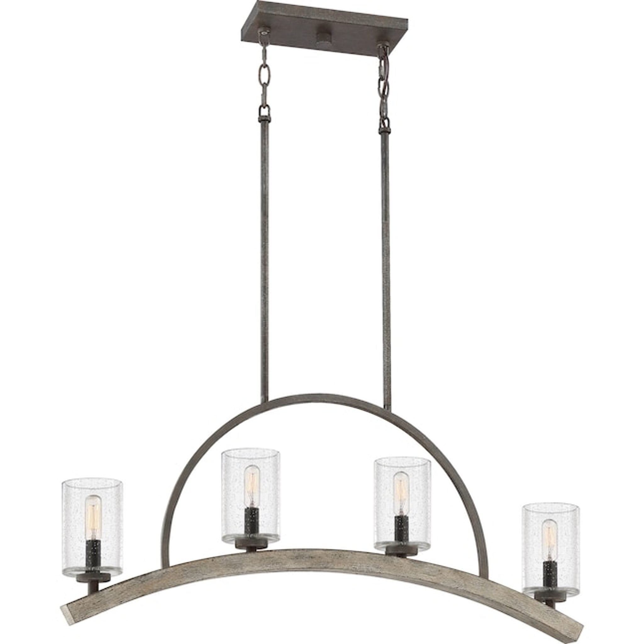 Quoizel Arley 4-Light Rustic Black & Faux Weathered Wood Linear Chandelier