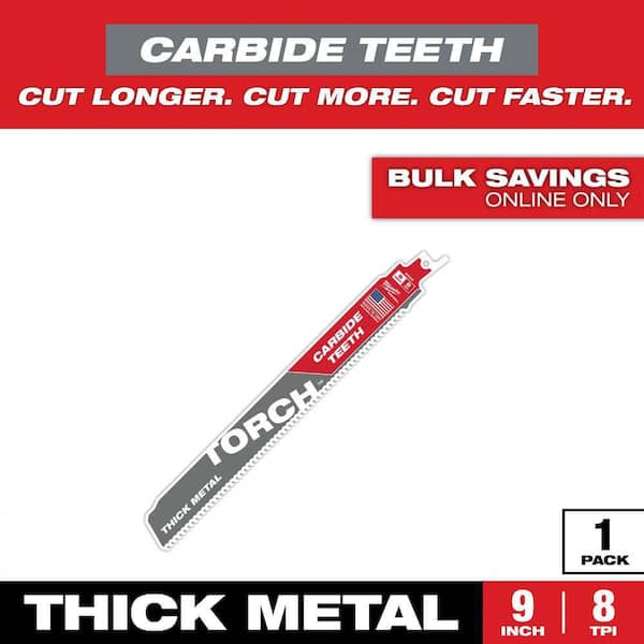 Milwaukee 9" SAWZALL Blade 5T Carbide Teeth for Boats