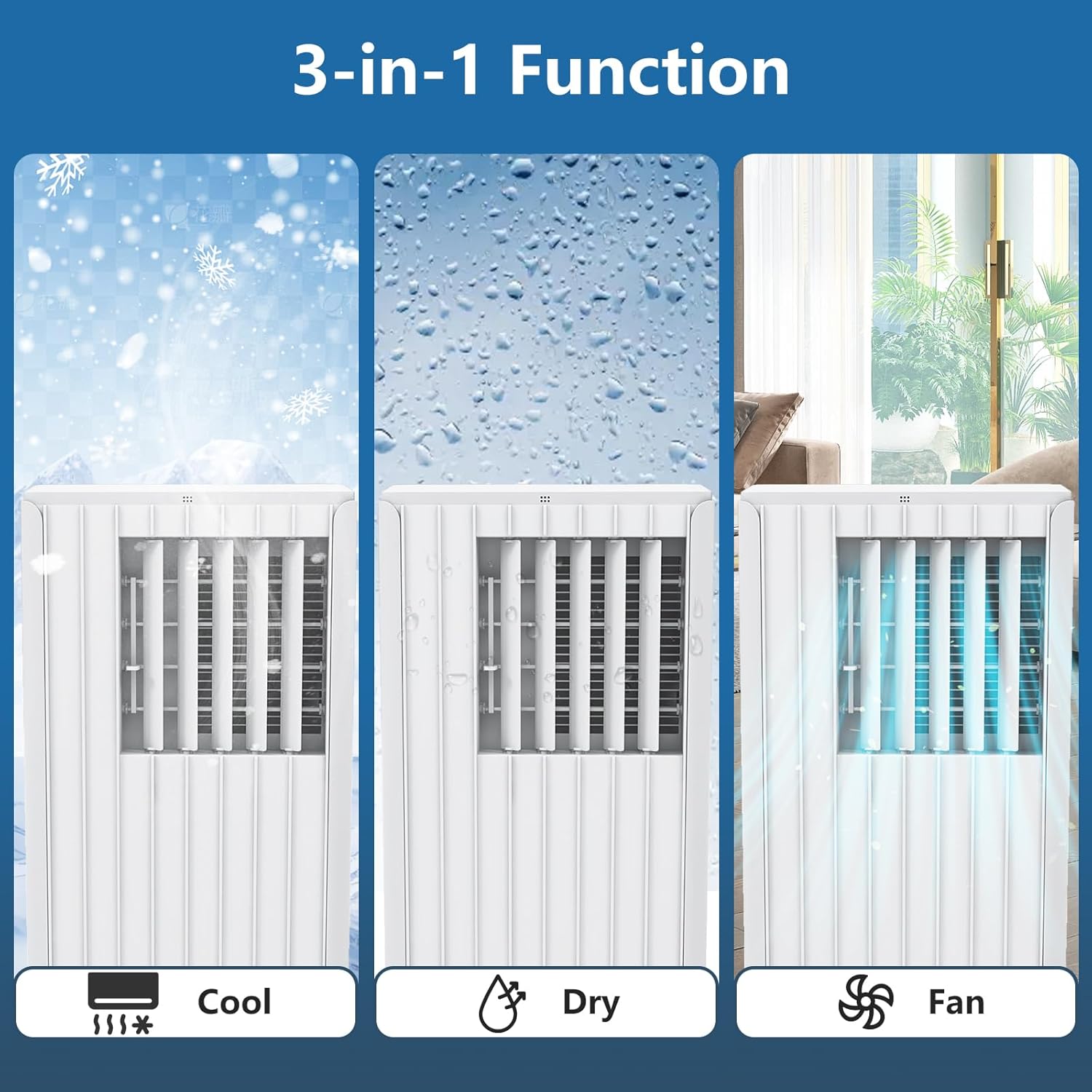 Acekool 8000Btus Portable Air Conditioner, 3 in 1 Portable AC Unit cools up to 350 Sq. Ft, Multi-function Mode, Dehumidifier, Fan Mode, Room Air Conditioner with Remote Control