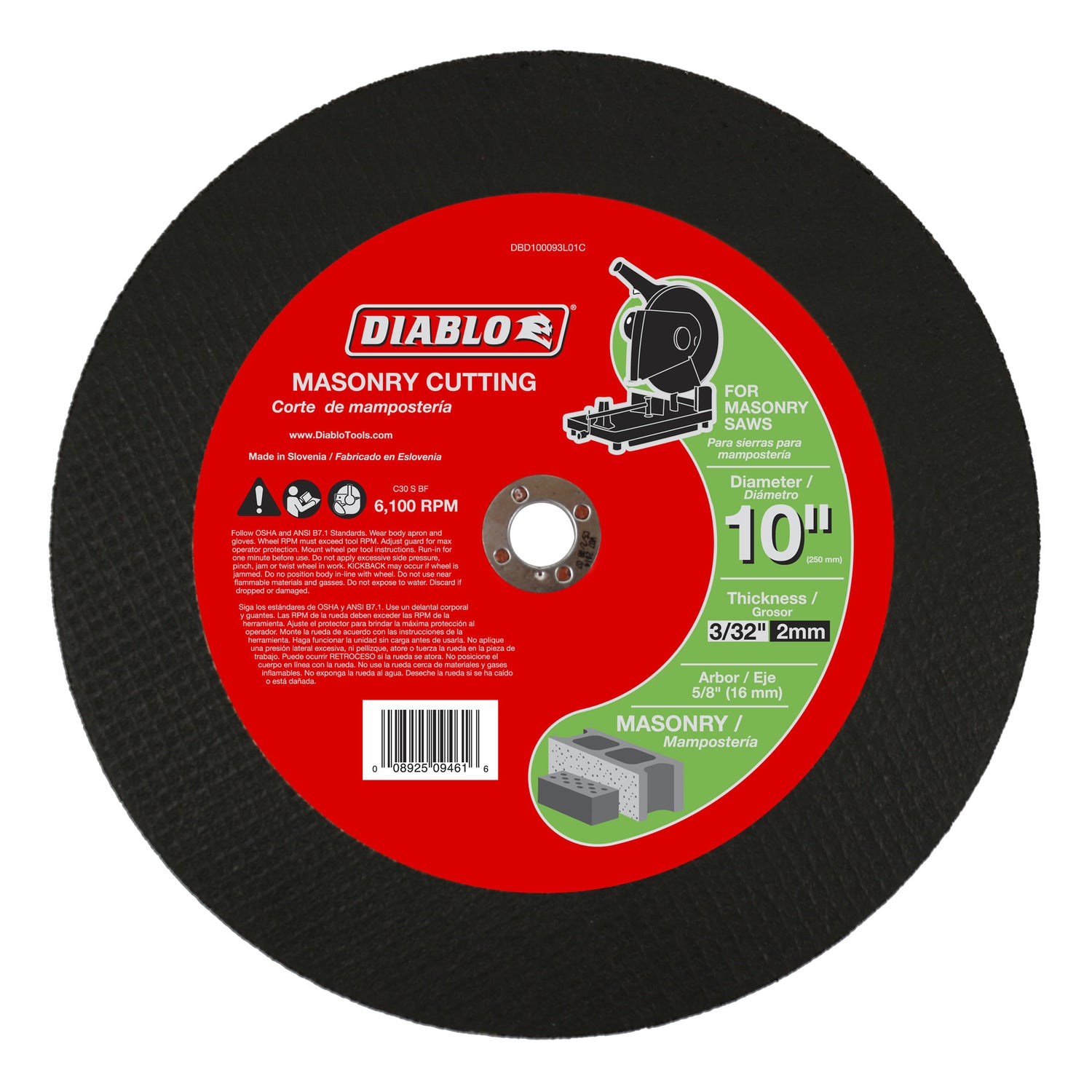 Diablo 10 in. Masonry Cut-Off Disc, Aluminum Oxide