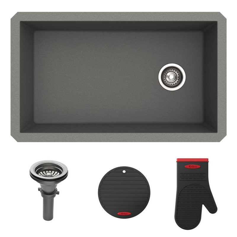Kraus KGU-55 Forteza 31-3/4" Quartz Composite Kitchen Sink Black