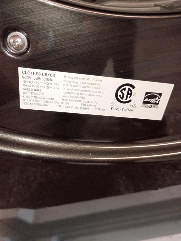 7.5 cu. ft. Vented Smart Stackable Electric Dryer in Platinum with Steam Sanitize