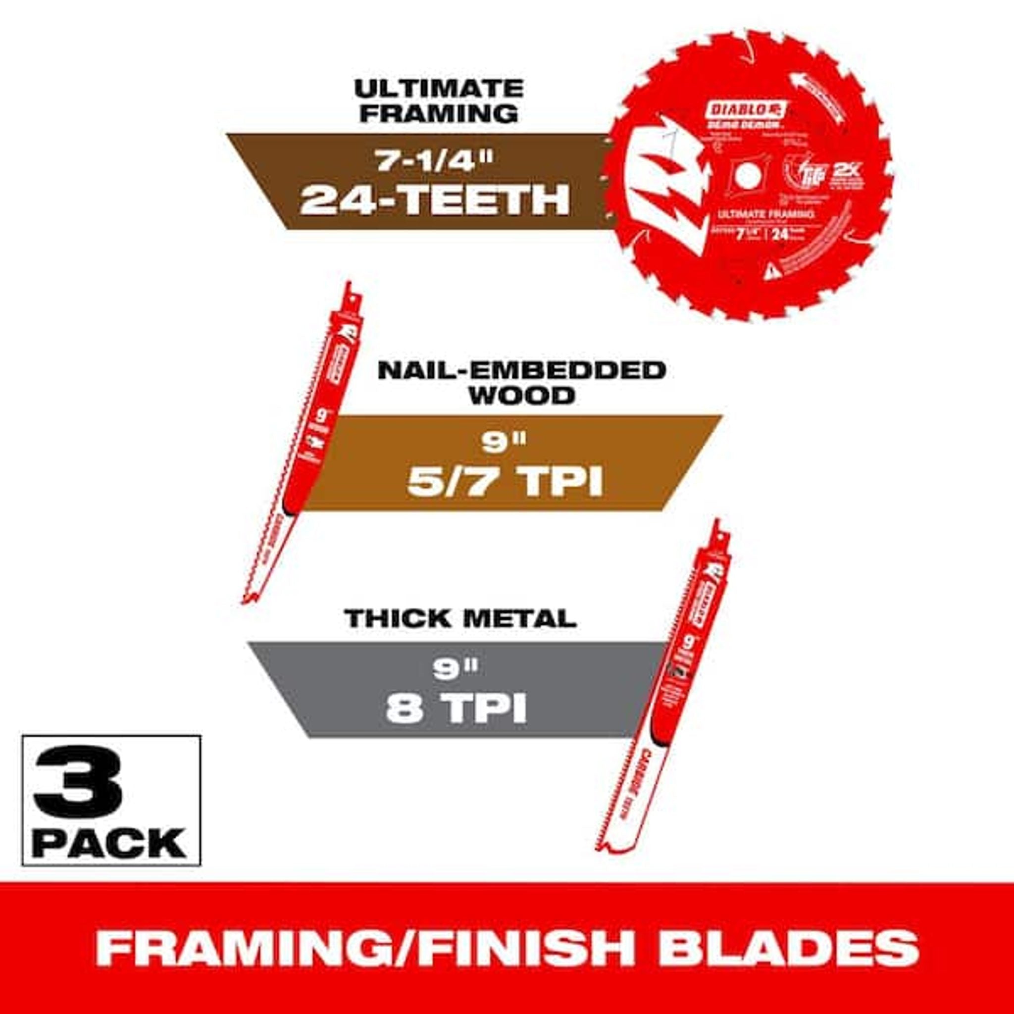 DIABLO 56T Aluminum Saw Blade 7-1/4 in. D 5/8 in. T