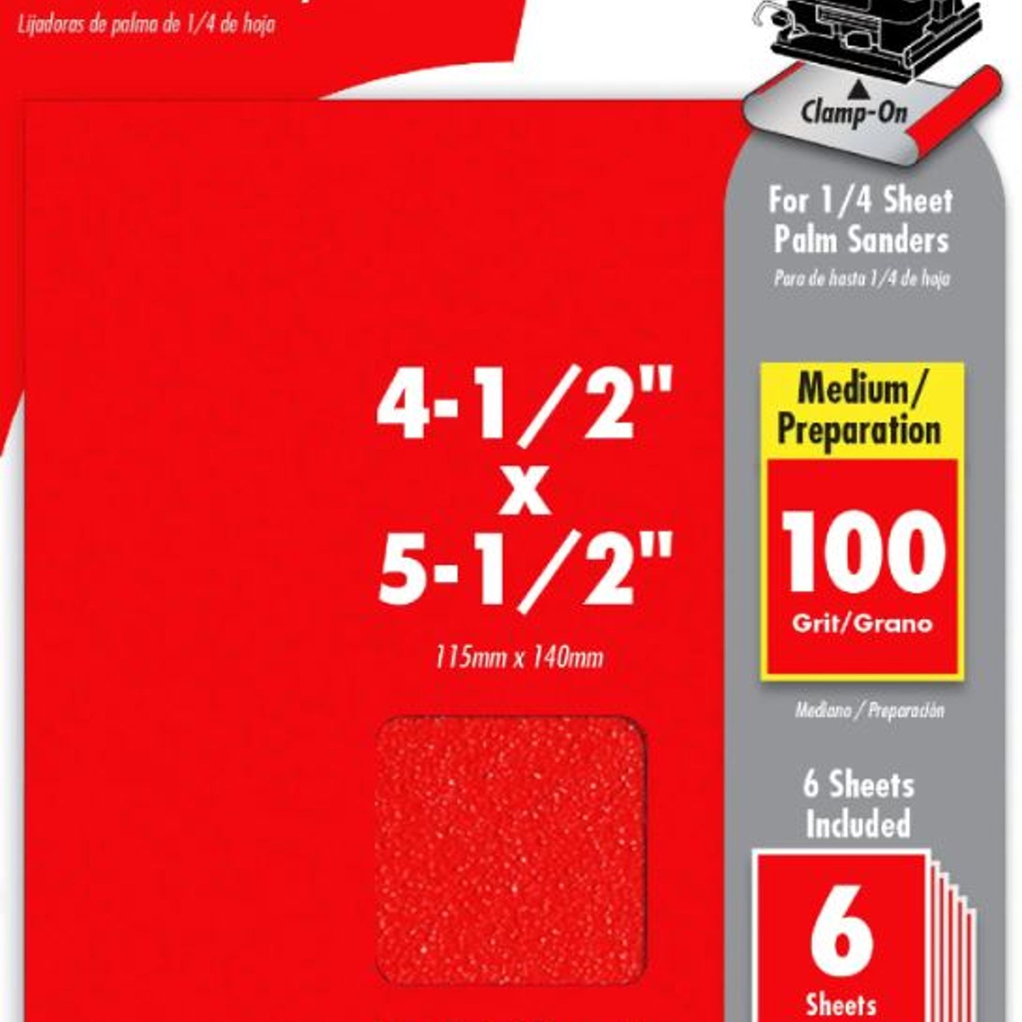 Diablo 100 Grit Aluminum Oxide Sandpaper 4-1/2 x 5-1/2 in, Pack of 6