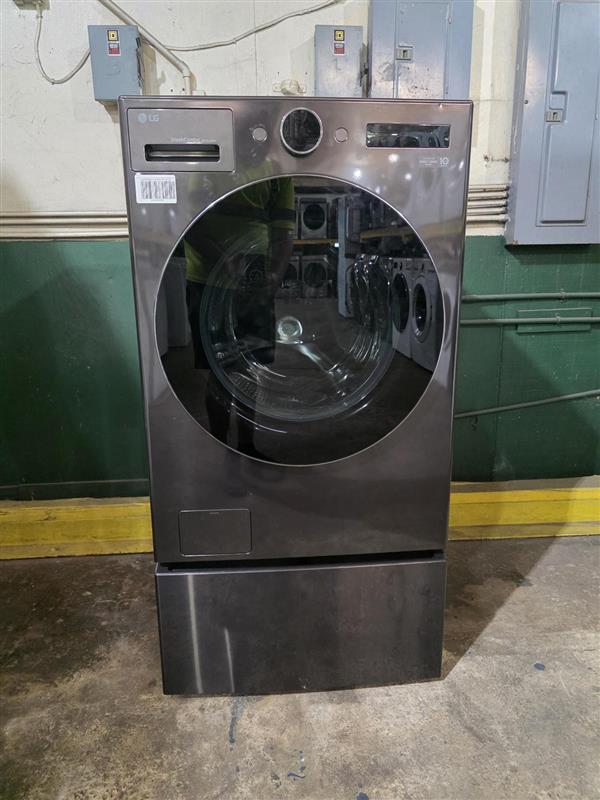 LG 5.0 cu. ft. WashCombo™ All-in-One Ventless Washer/Dryer (Black Steel) with matching pedestal