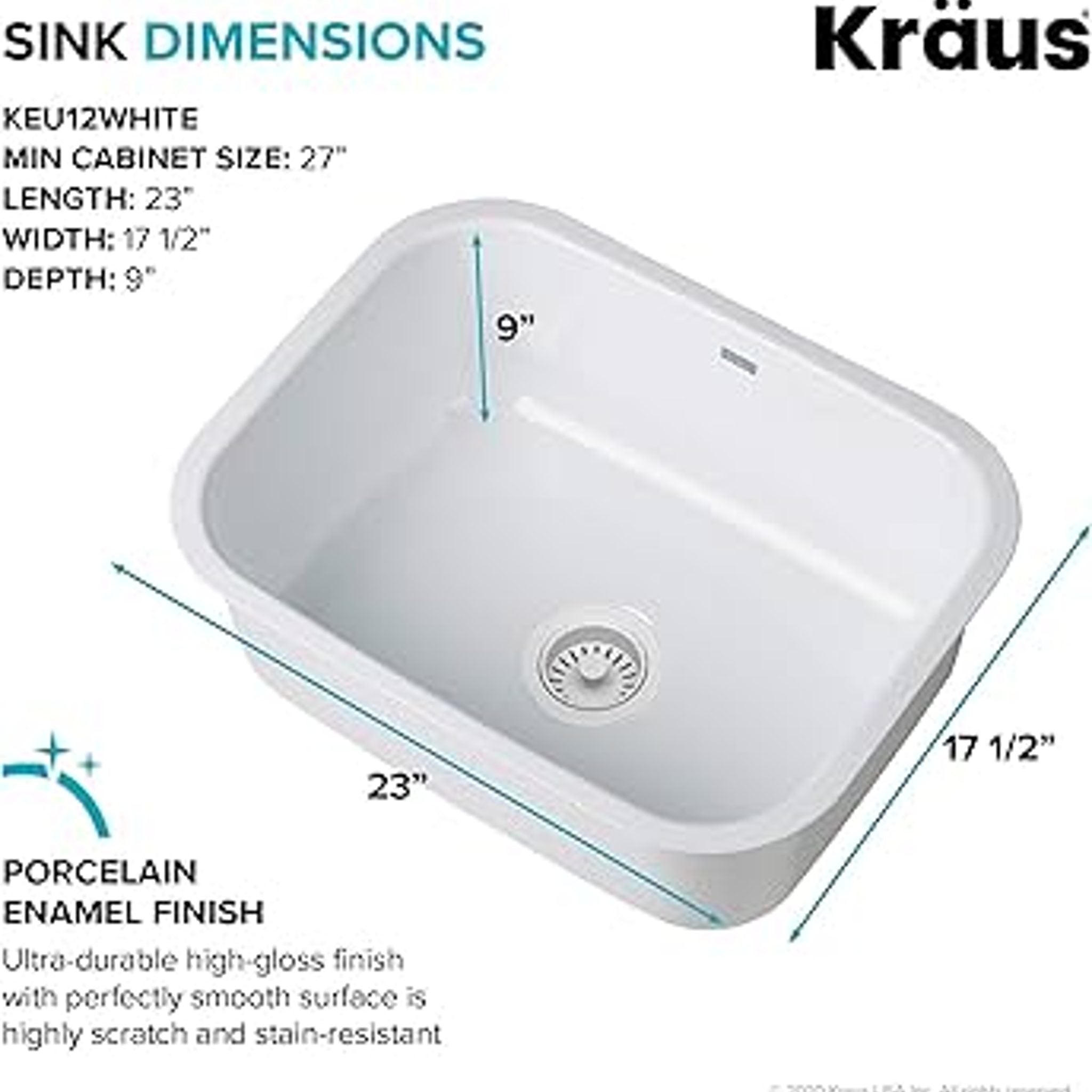 Kraus KEU12 Pintura 23" Undermount Kitchen Sink White