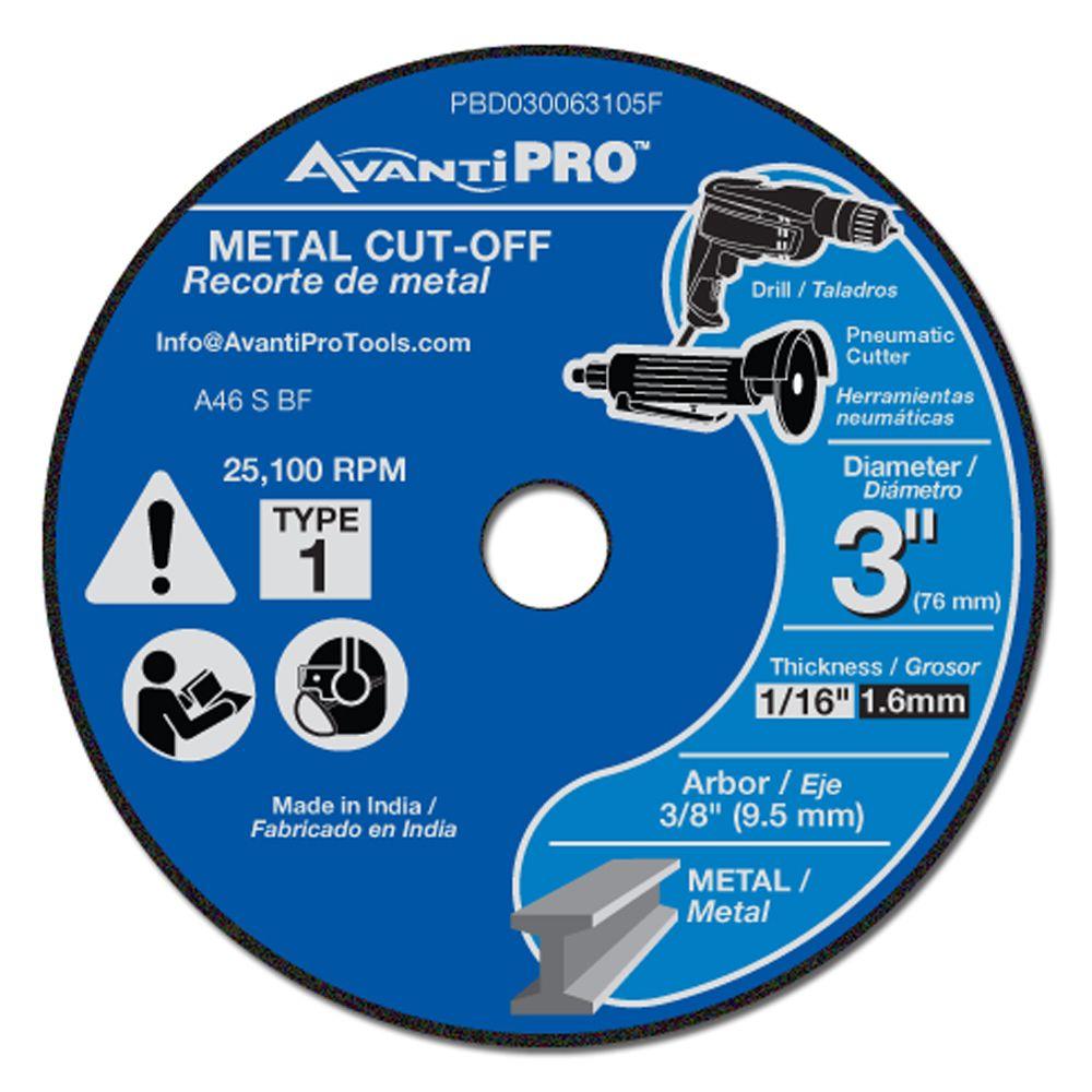 Avanti Pro Metal Cut-Off Disc 3x1/16x3/8 Inch, 5-Pack