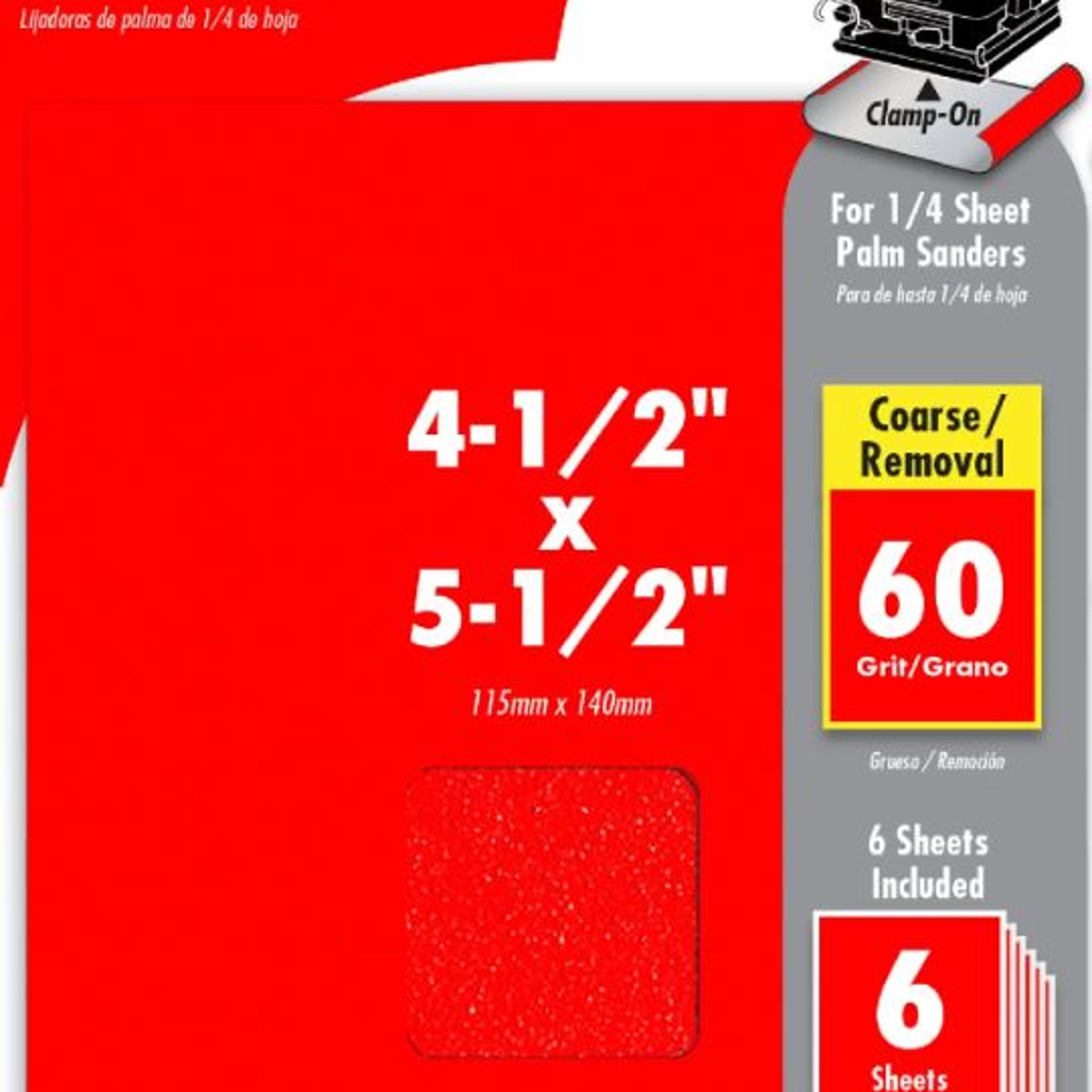 Diablo 60 Grit Sandpaper 4-1/2 x 5-1/2 in, Pack of 6