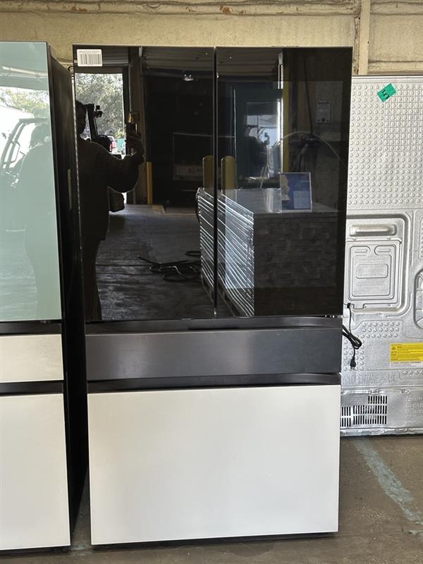 Bespoke 29 cu. ft. Standard Depth 4-Door French Door Refrigerator White & Black Tablet