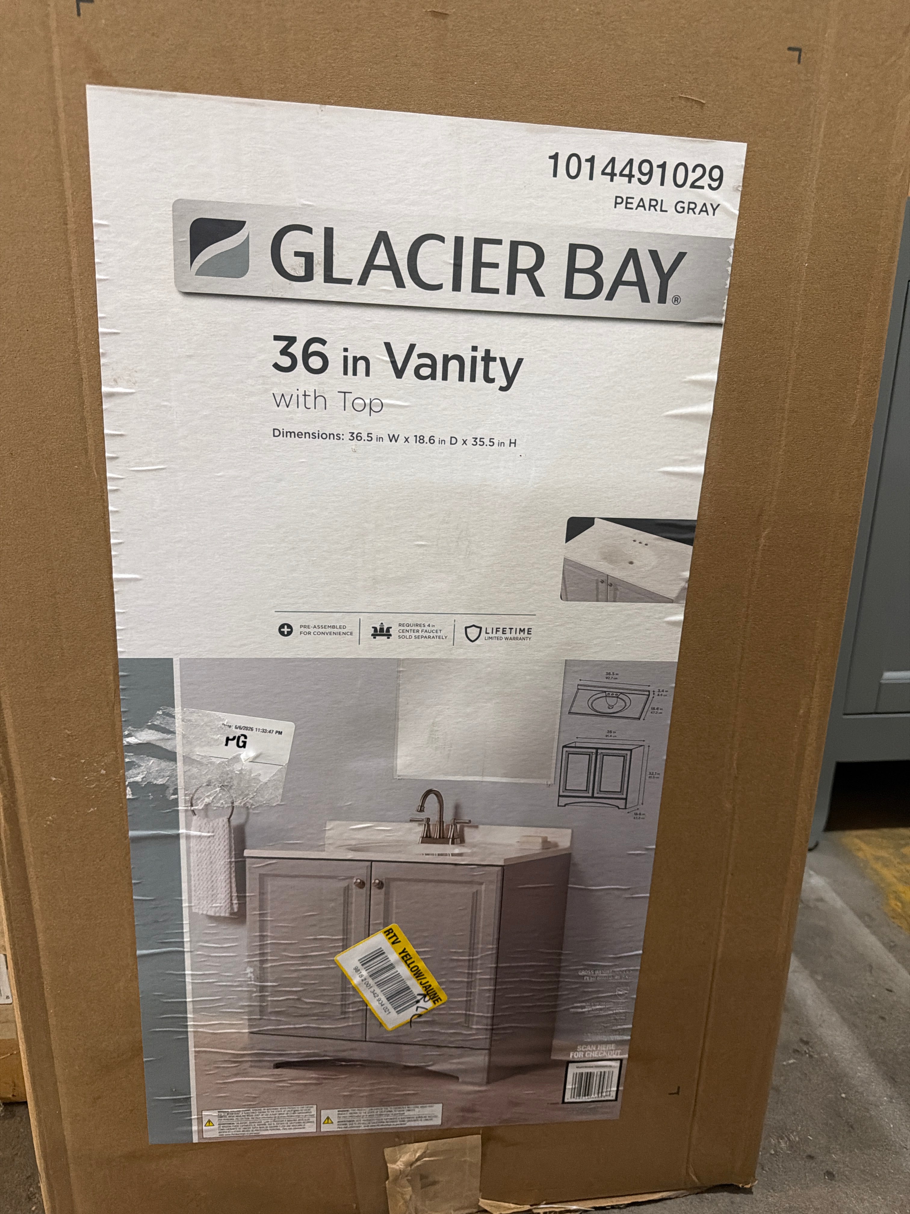 Glacier Bay 36-Inch Bathroom Vanity Combo Pack with Sink Top