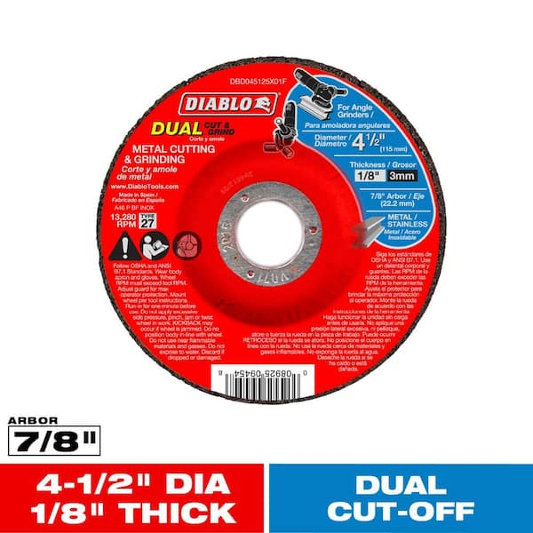 Diablo 4-1/2 in. Metal Grinding Disc, Aluminum Oxide